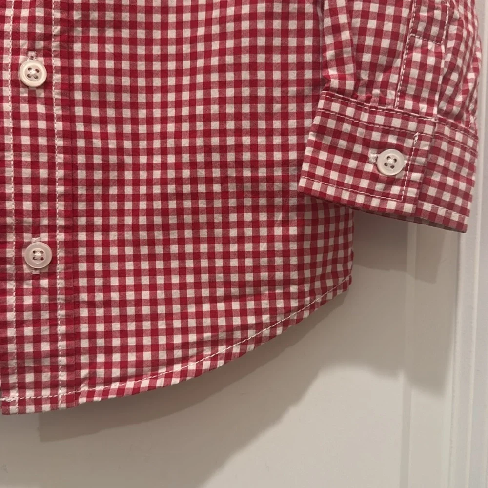 Gymboree 18-24mo baby red and white gingham button down